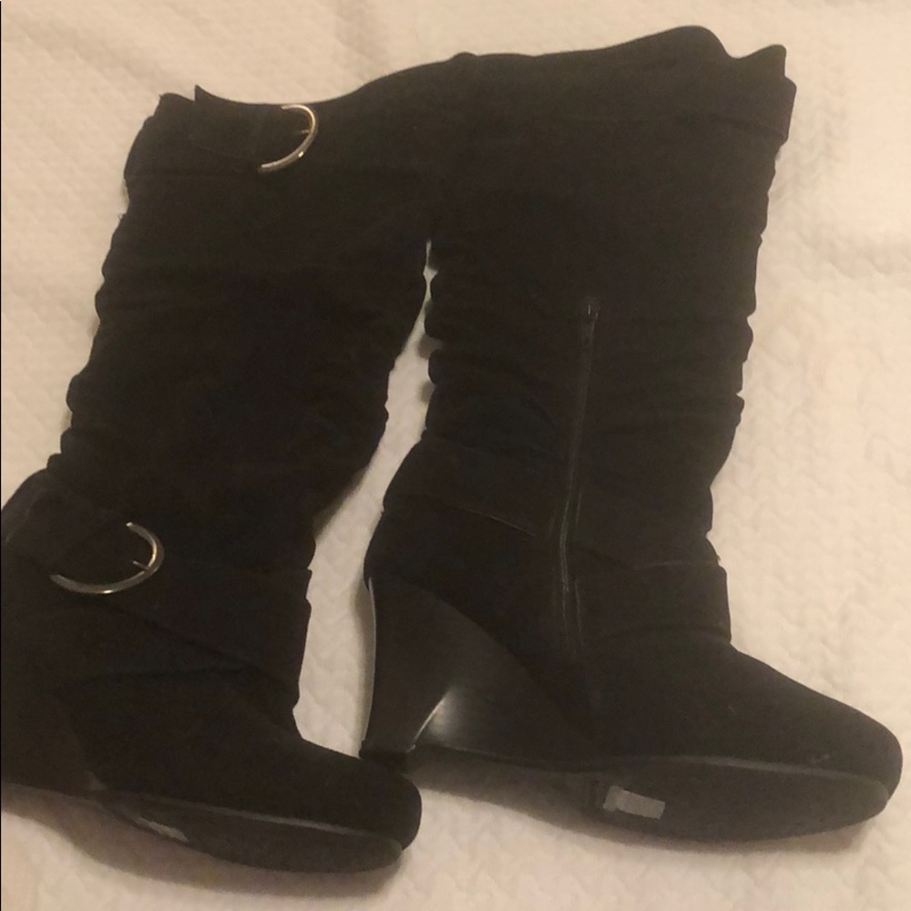 Black suede boots